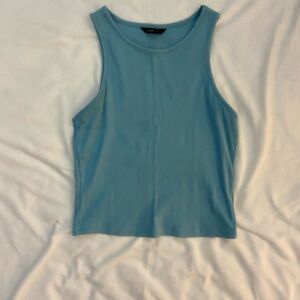 SHEIN Blue Ribbed Crop Tank Top